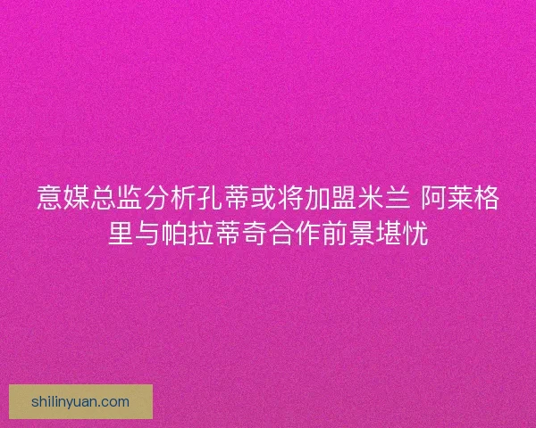 意媒总监分析孔蒂或将加盟米兰 阿莱格里与帕拉蒂奇合作前景堪忧